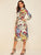 Sculpture Print Belted Mock Neck Dress