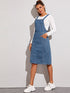 Pocket Side Split Back Dungaree Dress