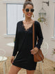Eyelash Lace Trim V Neck Dress