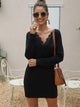 Eyelash Lace Trim V Neck Dress