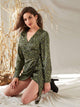 Leopard Print Self Tie Surplice Wrap Dress