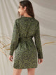 Leopard Print Self Tie Surplice Wrap Dress