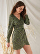 Leopard Print Self Tie Surplice Wrap Dress