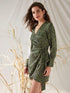 Leopard Print Self Tie Surplice Wrap Dress