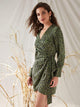 Leopard Print Self Tie Surplice Wrap Dress