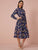 Peacock Feather Print Split Thigh Shirt Dress