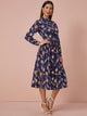 Peacock Feather Print Split Thigh Shirt Dress