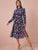 Peacock Feather Print Split Thigh Shirt Dress