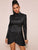 Solid Mock Neck Asymmetrical Hem Satin Dress