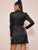 Solid Mock Neck Asymmetrical Hem Satin Dress