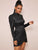 Solid Mock Neck Asymmetrical Hem Satin Dress
