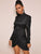 Solid Mock Neck Asymmetrical Hem Satin Dress