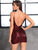 DKRX Deep V Neck Backless Sequin Wrap Dress