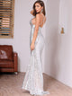 DKRX Backless Criss Cross Split Thigh Sequin Dress