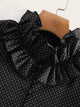 Polka Dot Ruffle Neck Half Button Dress
