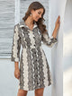 Snakeskin Print Button Front Shirt Dress