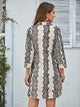 Snakeskin Print Button Front Shirt Dress