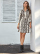Snakeskin Print Button Front Shirt Dress