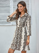 Snakeskin Print Button Front Shirt Dress