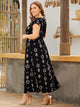 Plus Tie Neck Tribal Print Maxi Dress