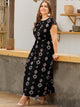 Plus Tie Neck Tribal Print Maxi Dress