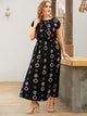 Plus Tie Neck Tribal Print Maxi Dress