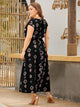 Plus Tie Neck Tribal Print Maxi Dress