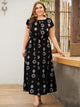 Plus Tie Neck Tribal Print Maxi Dress