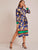 Floral Print Slit Hem Belted Shirt Dress
