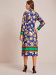 Floral Print Slit Hem Belted Shirt Dress