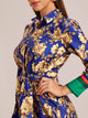 Floral Print Slit Hem Belted Shirt Dress