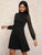 Solid Mock Neck Contrast Sleeve Dress