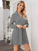 Houndstooth Print Notched Collar Dress