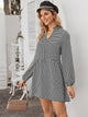 Houndstooth Print Notched Collar Dress