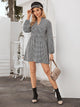 Houndstooth Print Notched Collar Dress