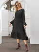 Polka Dot Flounce Sleeve Ruffle Hem Dress