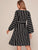 Striped Self Tie Bishop Sleeve Dress