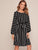 Striped Self Tie Bishop Sleeve Dress