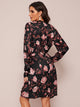 Floral Print Ruched Sleeve Asymmetric Hem Dress