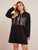 Plus Contrast Sequin Drawstring Hoodie Dress