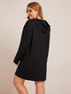 Plus Contrast Sequin Drawstring Hoodie Dress