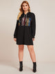 Plus Contrast Sequin Drawstring Hoodie Dress