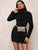 Solid High Neck Fitted Teddy Dress Without Bag