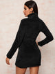 Solid High Neck Fitted Teddy Dress Without Bag