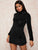 Solid High Neck Fitted Teddy Dress Without Bag