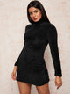 Solid High Neck Fitted Teddy Dress Without Bag