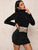 Solid High Neck Fitted Teddy Dress Without Bag
