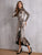 SBetro Ruffle Hem Belted Knot Snakeskin Velvet Wrap Dress
