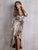 SBetro Ruffle Hem Belted Knot Snakeskin Velvet Wrap Dress