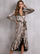 SBetro Ruffle Hem Belted Knot Snakeskin Velvet Wrap Dress